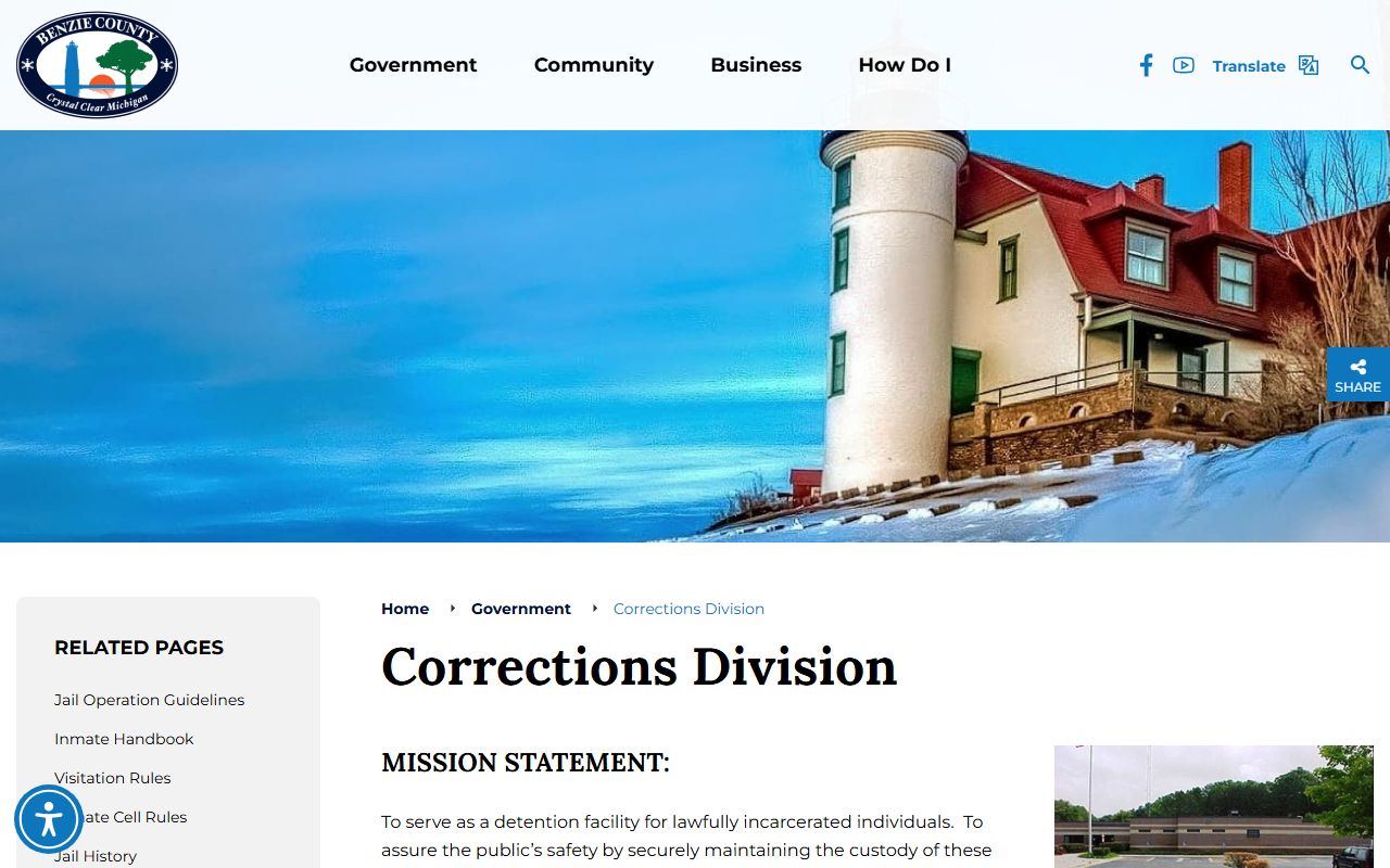 Benzie County Corrections Division inmate population page